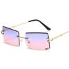 Elegant Gradient Womens Diamondcut Frameless Square Sunglasses