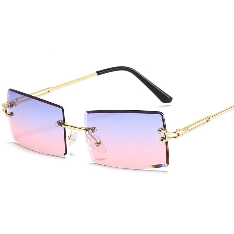 Elegant Gradient Womens Diamondcut Frameless Square Sunglasses