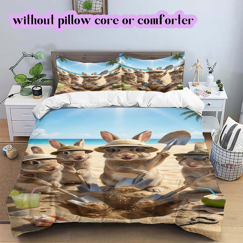 Animal Beach Vacation Pattern Bedding,Quilt Set Quilt Cover Pillowcase Home Birthday Gift (1*duvet cover+2*pillowcase,without core)