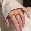 Women's Gold Twist Brushed Ring - Niche Retro Design, High-End Versatile Index Finger Ring