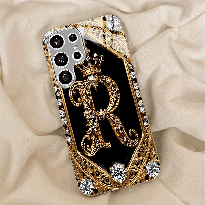 Gold-plated Tempered Glass Phone Case, Compatible Galaxy S26 S25 S24 S23 S22 Ultra Plus. Made Tempered Glass Gold Textured