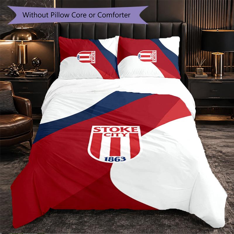 Stoke City Football Set Lenzuola 3 Pezzi Morbido Copripiumino con Federe Set Decorazione Camera da Letto per Casa
