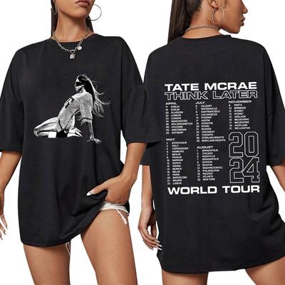 Tate Mcrae The Think Later World Tour 2024 T-Shirt Herren Damenmode Vintage T-Shirts Harajuku Kurzarm Oversized T-Shirts