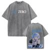 Re:ZERO Rem Anime Printed T-shirt Harajuku Vintage Washed T Shirt Men Clothing Short Sleeve Casual Oversized Cotton Tees Tops
