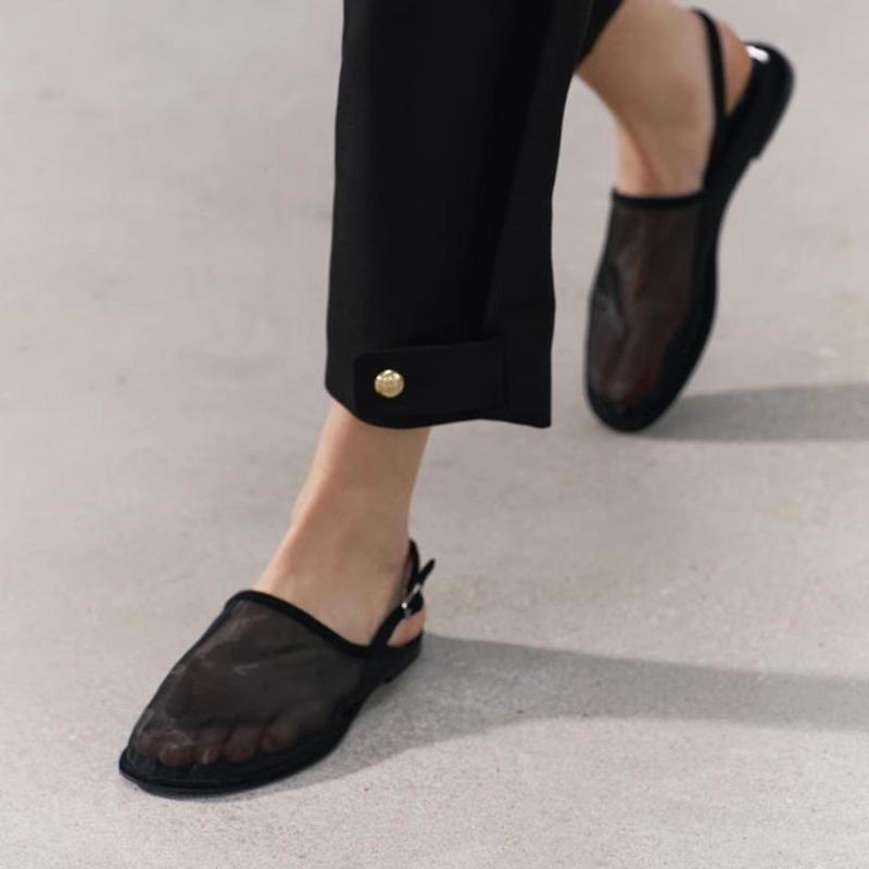 Модные новые летние женские туфли из сетчатой ткани с круглым носком и открытой пяткой — фото 2