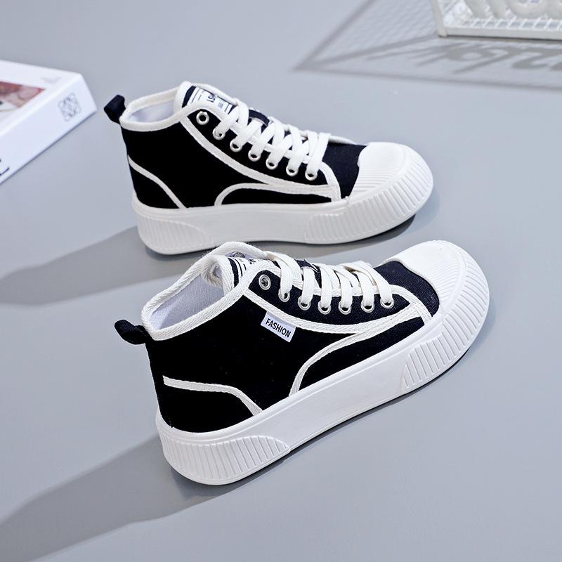 Весна новая ins дышащие кеды высокие повседневные кеды-доски платформа маффин кеды 35 чёрный