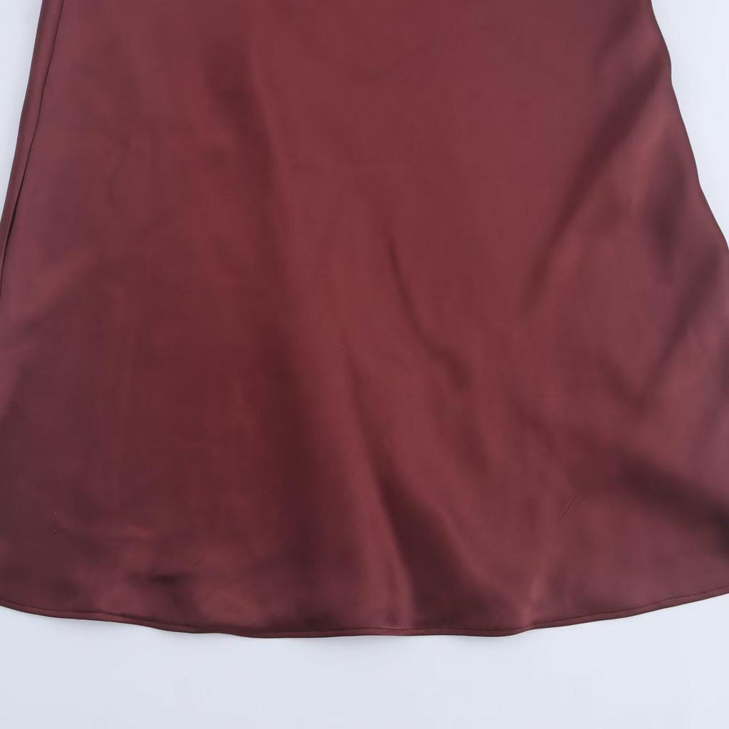 European & American Style Women's Autumn Halter Neck Silk Satin Dress