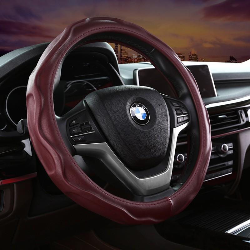 Universal Leather-Style Steering Wheel Cover Soft Comfortable 38cm Diameter Car Interior Sporty Design