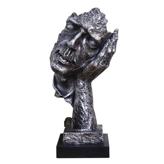 Resin Silence Is Gold Sculpture Statuette Figurine Craft Office Home Decoration