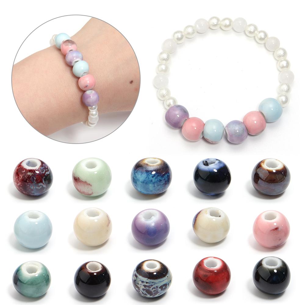 10pcs/lot Colorful Round Shape Ceramic Beads Spacer Beads For Jewelry Making DIY Loose Beads Bracelet Necklace Gift Accessories