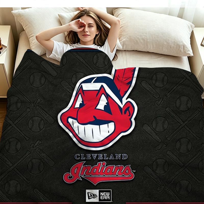Cleveland Indians Print Flannel Blanket High Quality Warm Comfortable Cover for All Seasons Perfect for Gifts Home Decor
