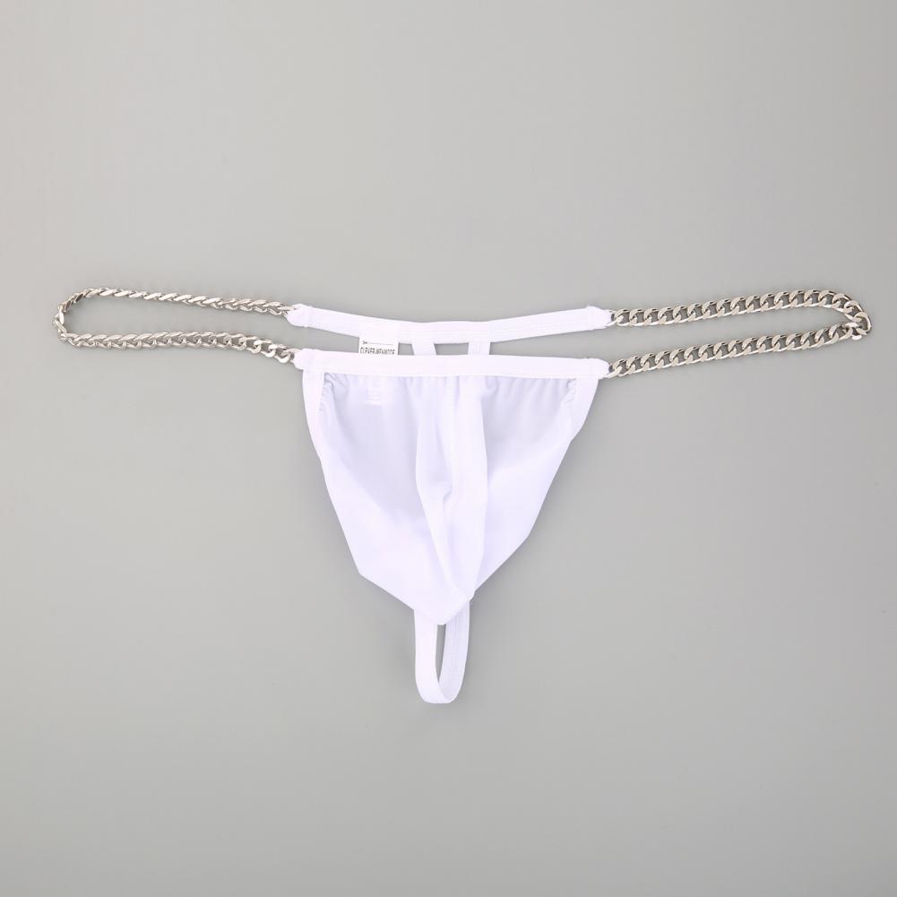 Men Thong with Good Breathability Men's Ice Silk Thong Underwear with Metal Chains Hollow Out G-strings Comfortable for High