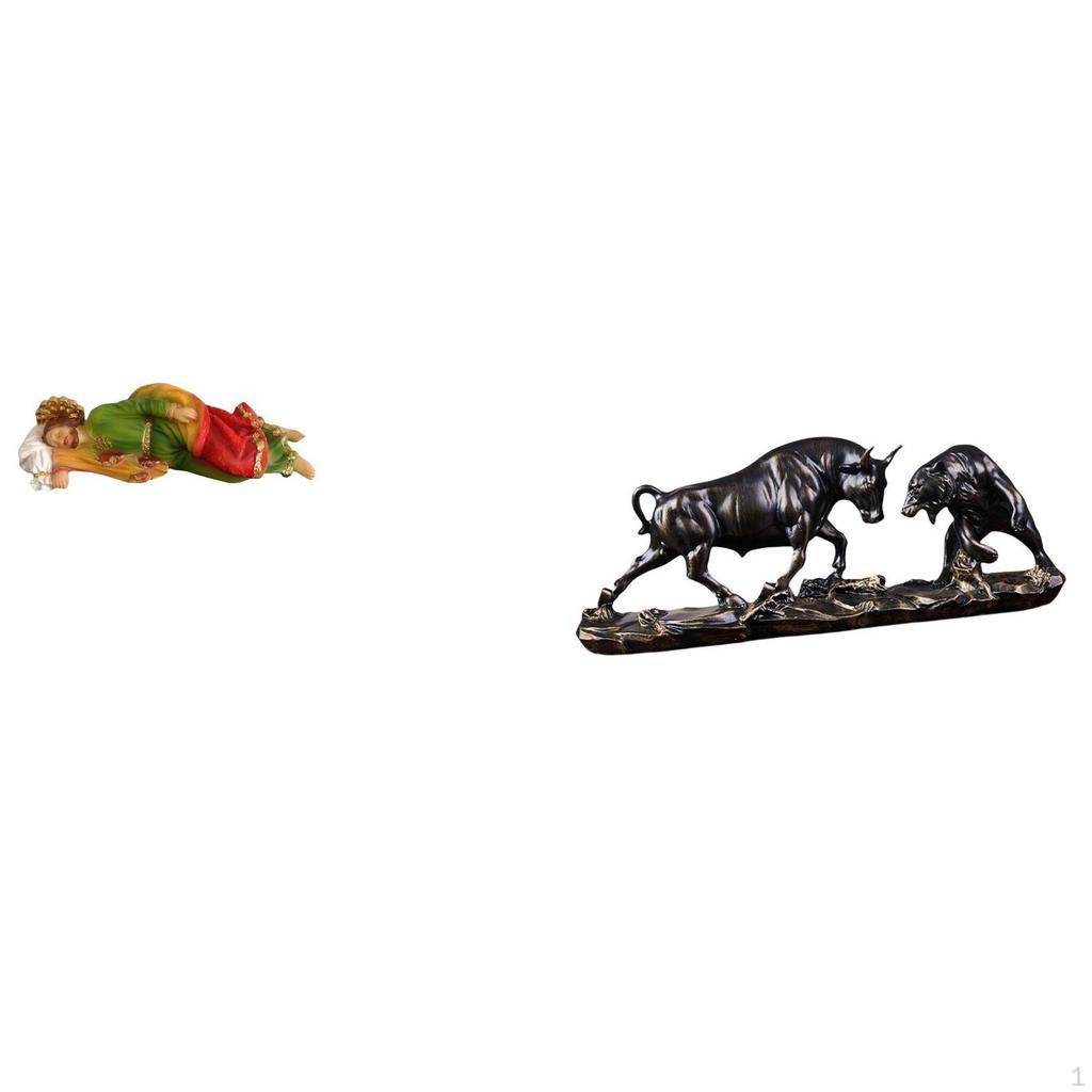 Resin Joseph And Bull Figurine Sculpture Decorative Desk Display Modern Artwork Chinese Sleeping