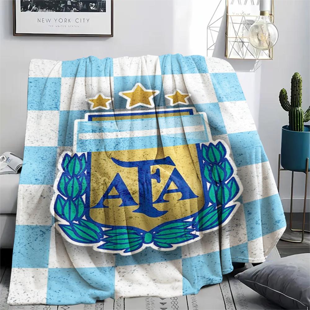 1PC Argentina national FC Print Flannel Blanket, High quality Comfortable for All Seasons, Home Decor, Warmth and Comfort, Perfect for Christmas Gifts
