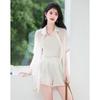 Women's Fashion Wide-Leg Shorts & Shirt Two-Piece Set