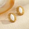 GEMCHIC Women's Marquise Sunburst Stud Earrings Fashion Luxury Stainless Steel Jewelry