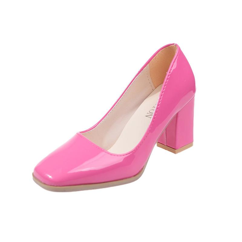 

Fashion New Retro Pumps Women Temperament Square Toe Thick Heel Ladies Dress Shoes High-heeled OL Fashion High Heels Pumps Plus Size 43 43 розы красного