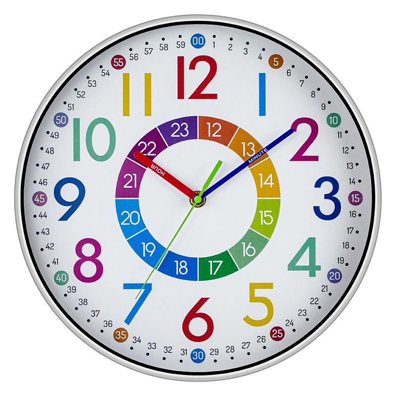 12" Colorful Cartoon Wall Clock - Creative Silver Frame for Living Room, Study, or Kids' Room