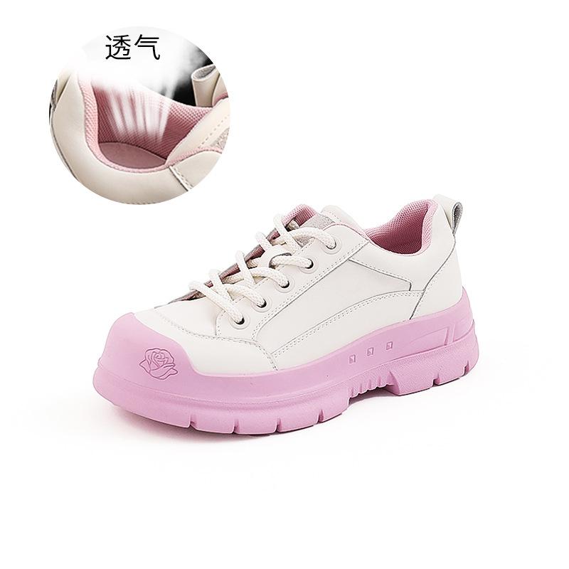 

Leather little white shoes women s spring 2025 new casual shoes women s versatile sports milk cover shoes heightening platform women s shoes 35