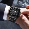 Fashion Square Quartz Watch Men's Luxury Steel Strip Business Date Chronograph Watches