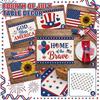 Wasserabweisendes Leinenmischung Platzset 4er-Set Amerikanische Flagge Sonnenblumen-Druck Hitzeschutz Esstischmatte 42x32cm für Heimküchen-Dekoration