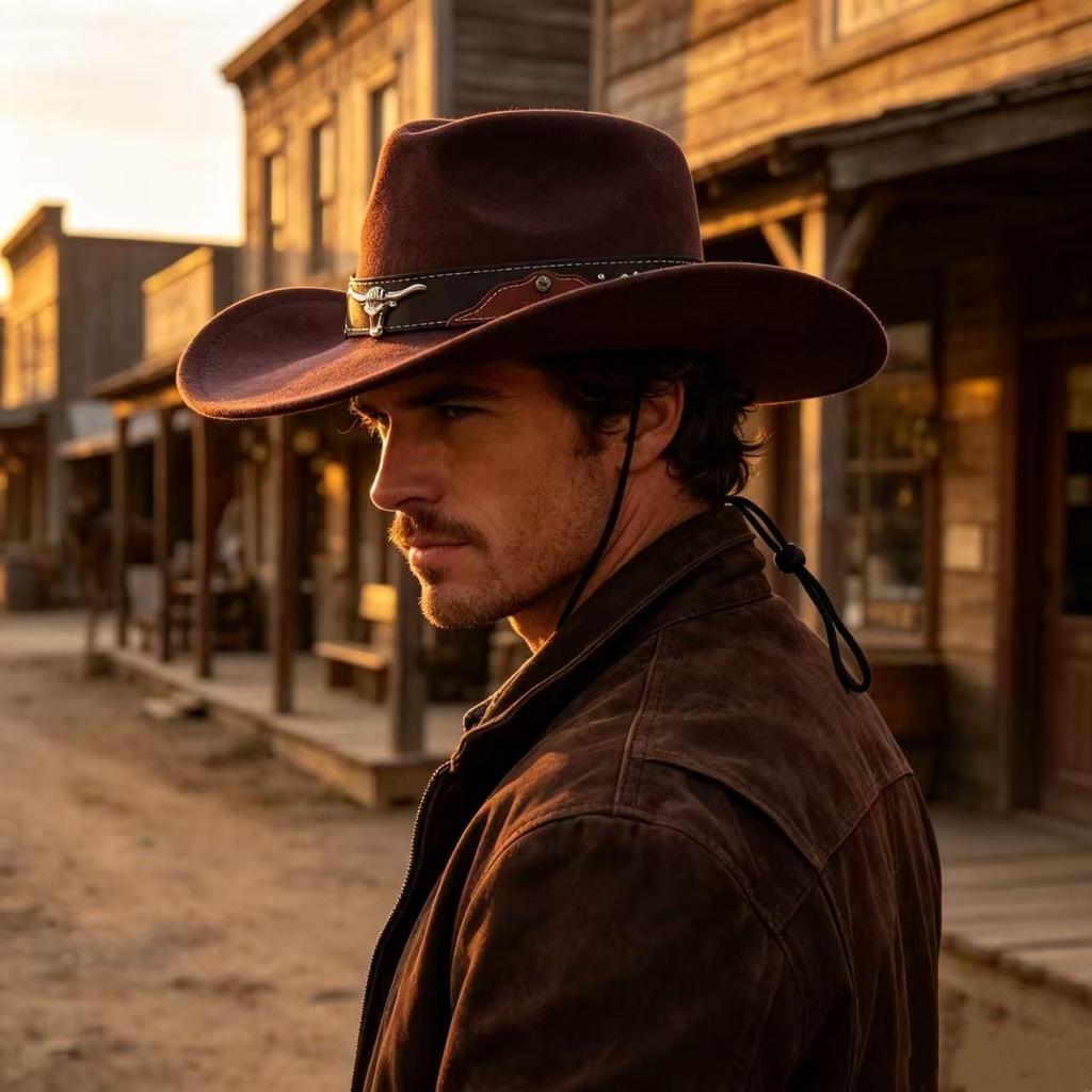 Popular Western Cowboy Hat Men's and Women's Retro Ethnic Style Big-brimmed Knight Hat Suede Cowboy Hat
