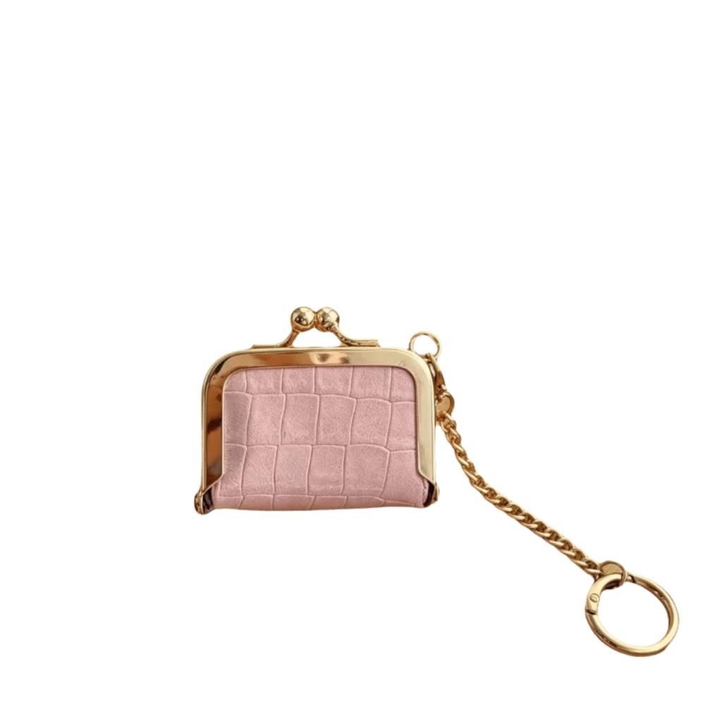 Portable Kiss Lock Coin Purse PU Leather Keychain Change Wallet Valentine's Day