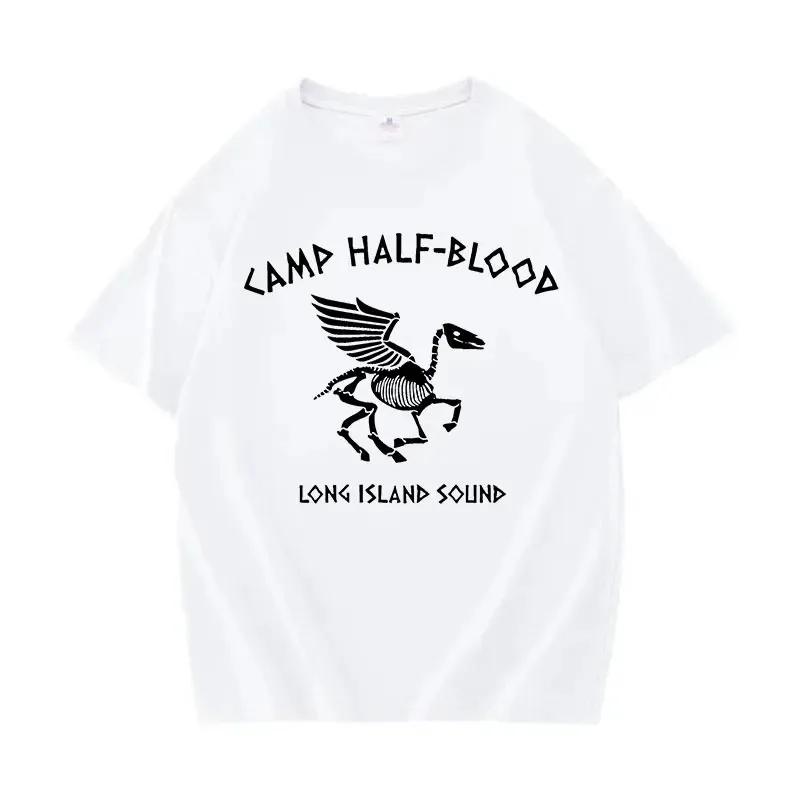 Camp HalfBlood Long Island Sound Skull Percy Jackson TShirt Women Vintage Casual TShirt Gothic Streetwear