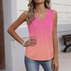Women's Fashionable Sleeveless Vest With Pleats, V-neck, Tie- Gradient Color, Loose Fit, Flowy Summer Top