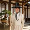 Comfortable Rehearsal Headpiece Korean Traditional Hat, Anime Cosplay Accessory, Stage Performance Flat Lightweight Headwear Top Hat with Beaded Chain
