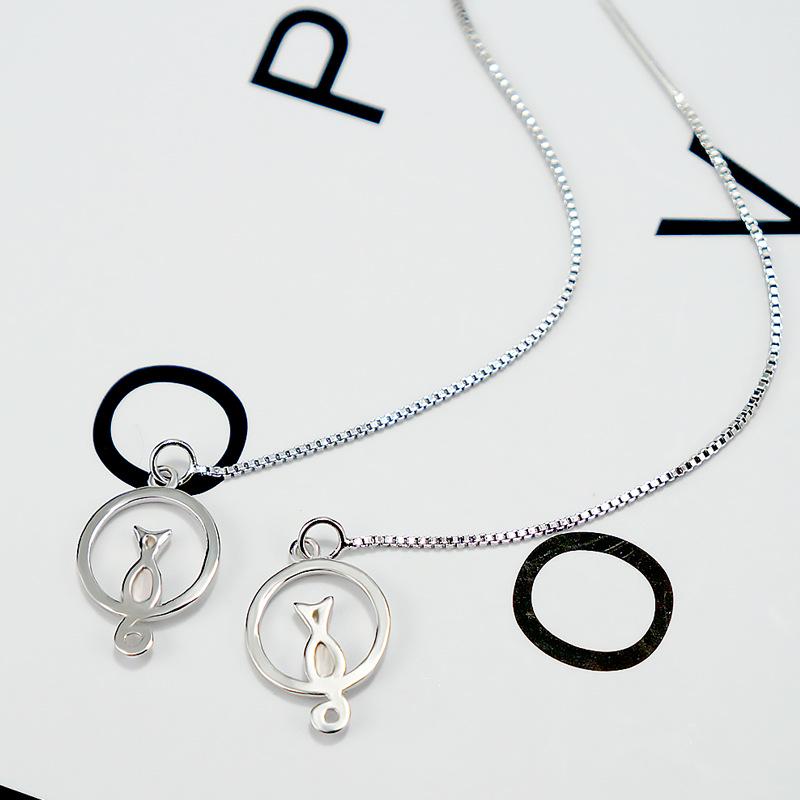 Charming Moon Cat Tassel Earrings - Korean Style for Women