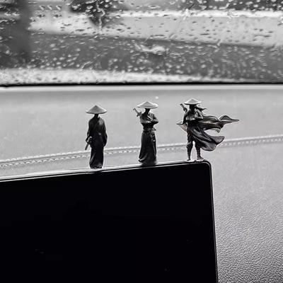 6Pcs/set Exquisite Car Statue Ornament Cartoon Swordsman Miniatures Chinese Swordsman Figure  Office