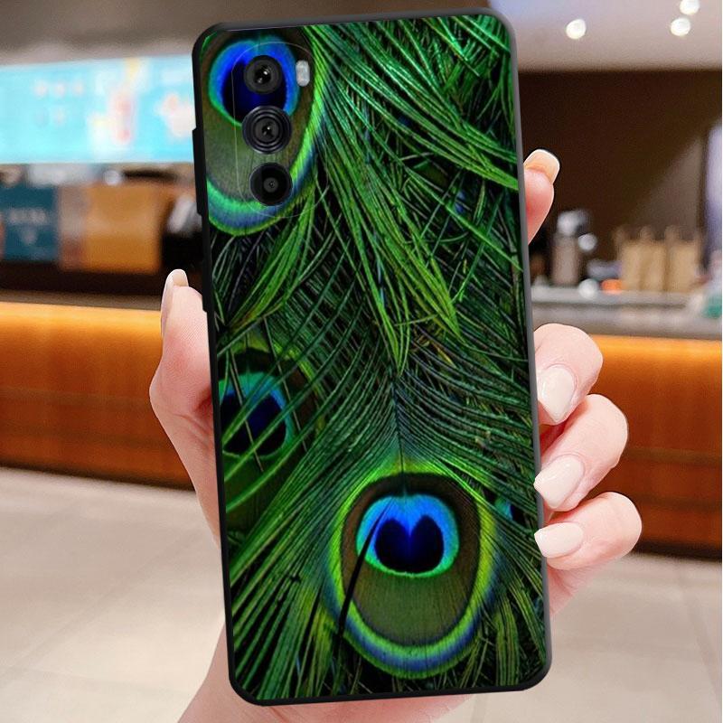 Phone Case For Motorola Edge 50 40 Pro 60 50 40 30 Ultra Neo Fusion Moto G85 G72 G53 G54 G84 G13 G32 Peacock Feathers