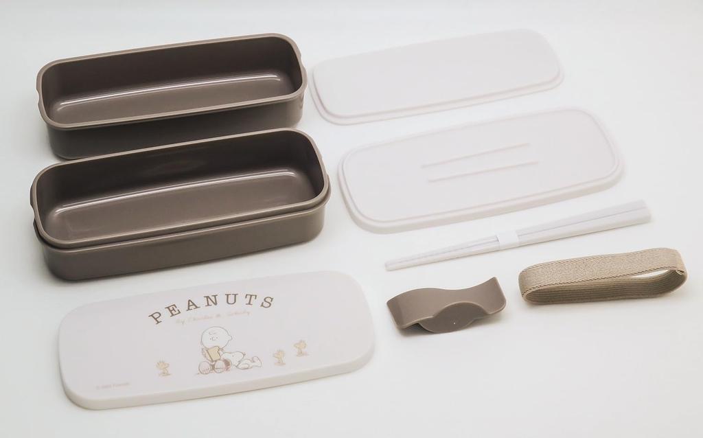OSK Bento Box PEANUTS EVERYDAY Snoopy Lunch Box with and Lunch Made In Dishwasher and Microwave Compact Easy To For Elementary School 2-Tier