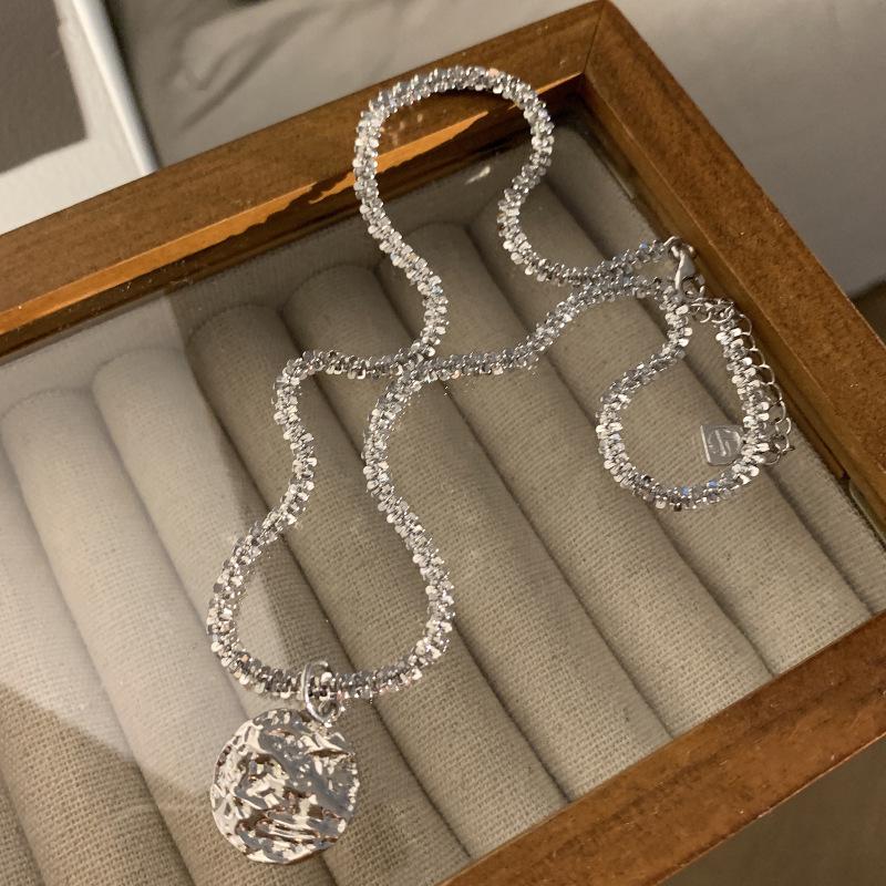 

Sterling Silver Shiny Tin Foil Pendant Necklace - Elegant Versatile Fashion Trend