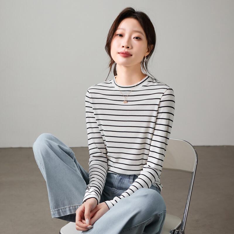 SOFSIL Women s Striped Long Sleeve Round Neck T-shirt M