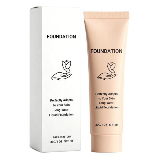 Skin Friendly Foundation 30G Color Changing Liquid Foundation, SPF 50 Natural Deep Tone Pore Coverage Long-Lasting Lightweight Makeup Concealer