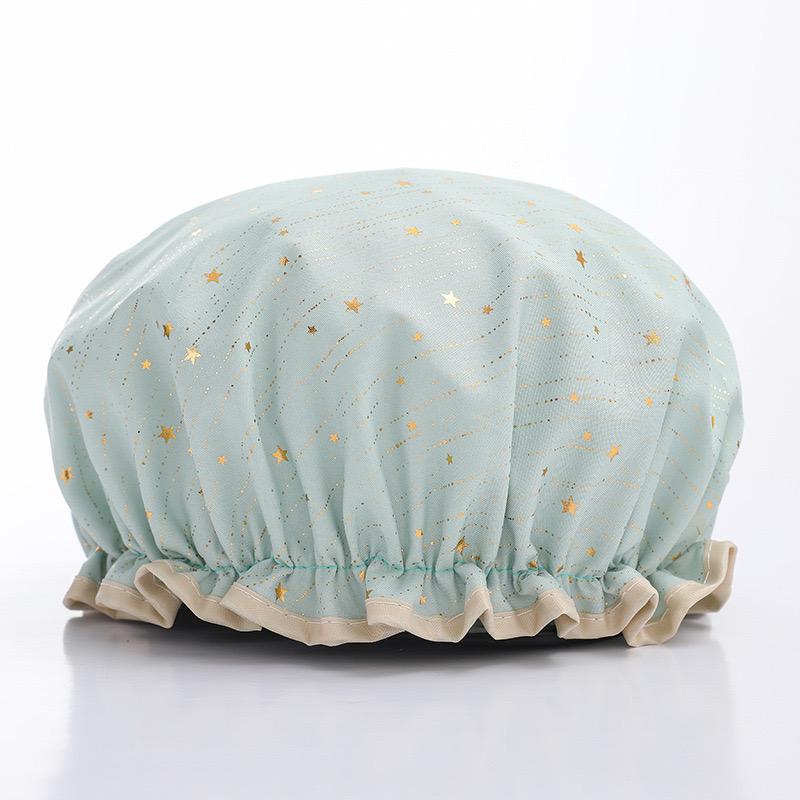 Shower Cap Waterproof Hair Cap Hot Gold Printed Polyester Cotton Shower Cap Bath Lady