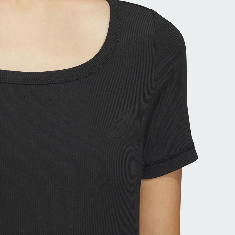 adidas SS25 Fashion Comfortable Soft Skin-Friendly Short Sleeve Dress Women Dresses Black JN0708