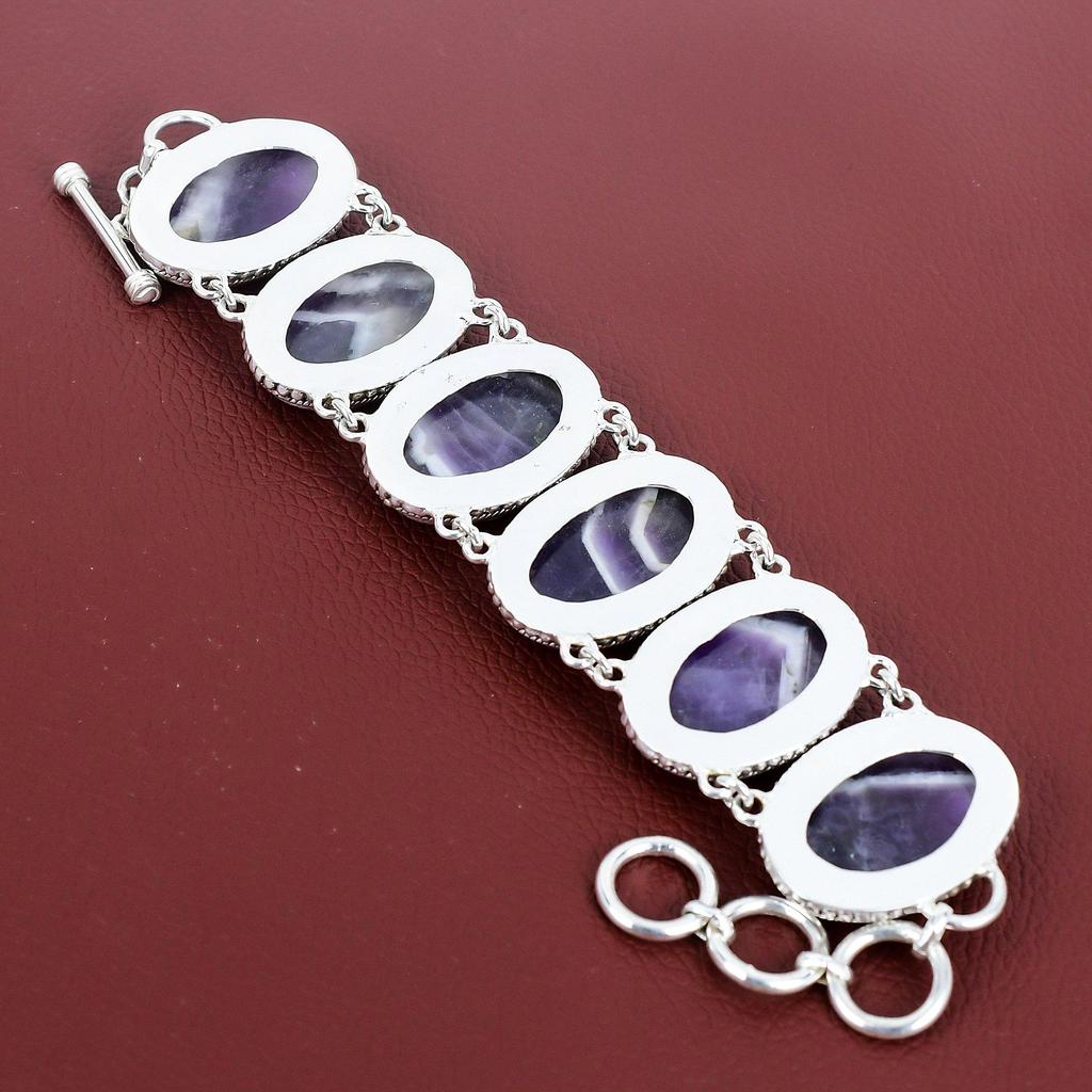 Chevron Amethyst Bracelet Handmade Jewelry Gemstone Vintage Bracelet 925 Sterling Silver Bracelet Adjustable Chain Bracelet Gifts For Mother