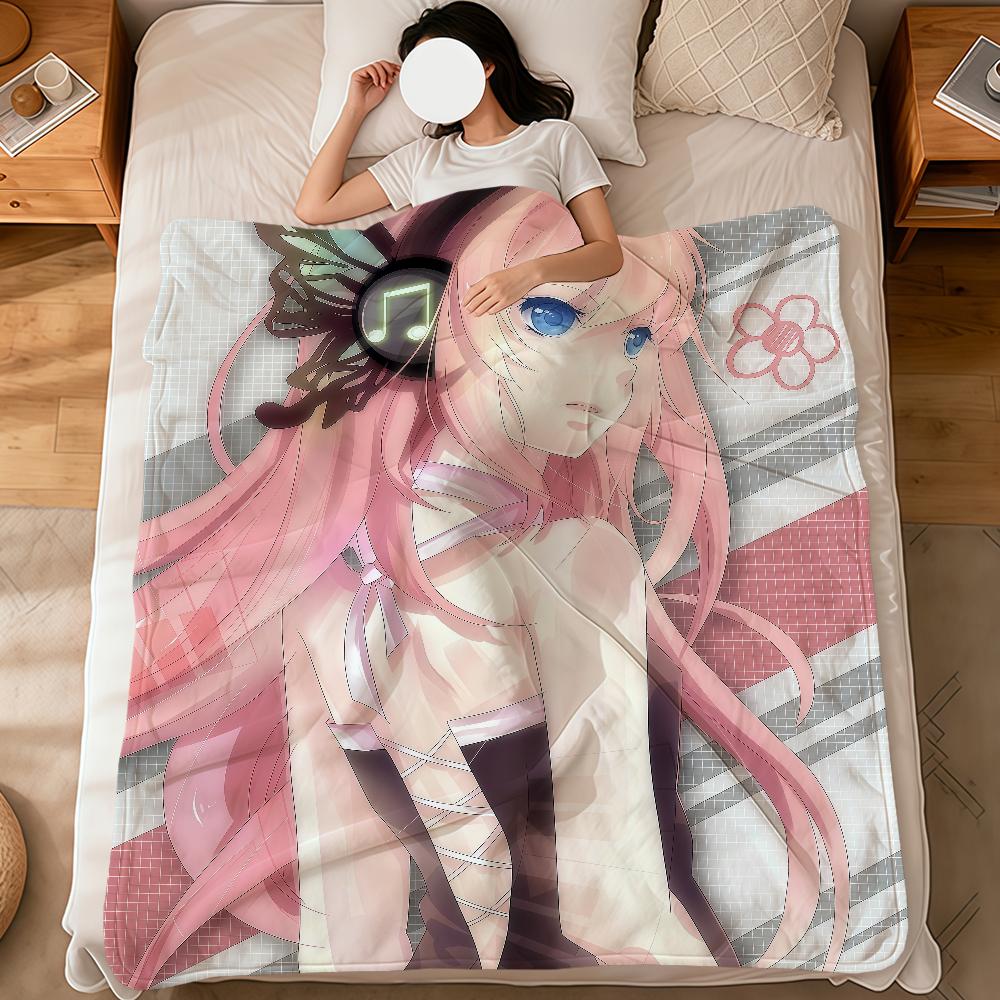 Anime Girl Cute Virtual Singer m-Megurine L-Luka Soft Warm Plush Blanket Dormitory Sofa Living Room Hogar Bedroom Gift Nap Home