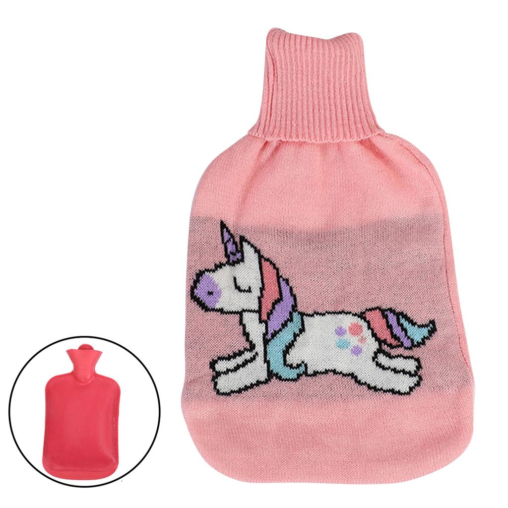 Hot Water Bottle Cute Cover Rubber Hot Water Bag for Hot Cold Compress Hand Feet Warmer Neck and Shoulder Pains Relief