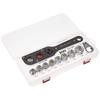 Adaptador Deslocado 19mm com Estojo Conjunto Múltiplo AOA-19S2. Para espaços apertados. Inclui ferramenta e 8 soquetes.