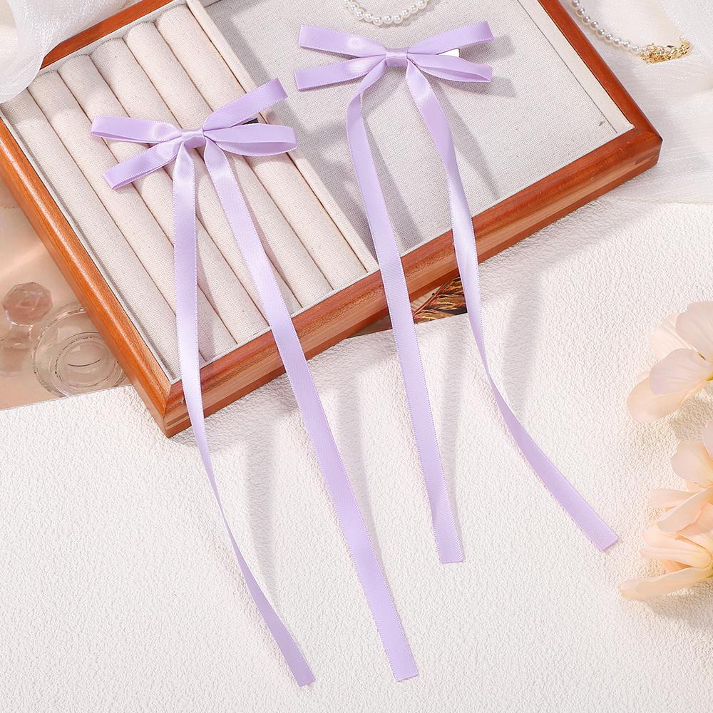 LOVEKIKI 2Pcs Long Tassel Hair Bow Hair Clips for Girl Lovely Ribbon Headwear Ins Party Ponytail Barrette Women Hair Accessories