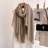 Women S Summer Thin Solid Color Scarf With Tassels For Sun Protection