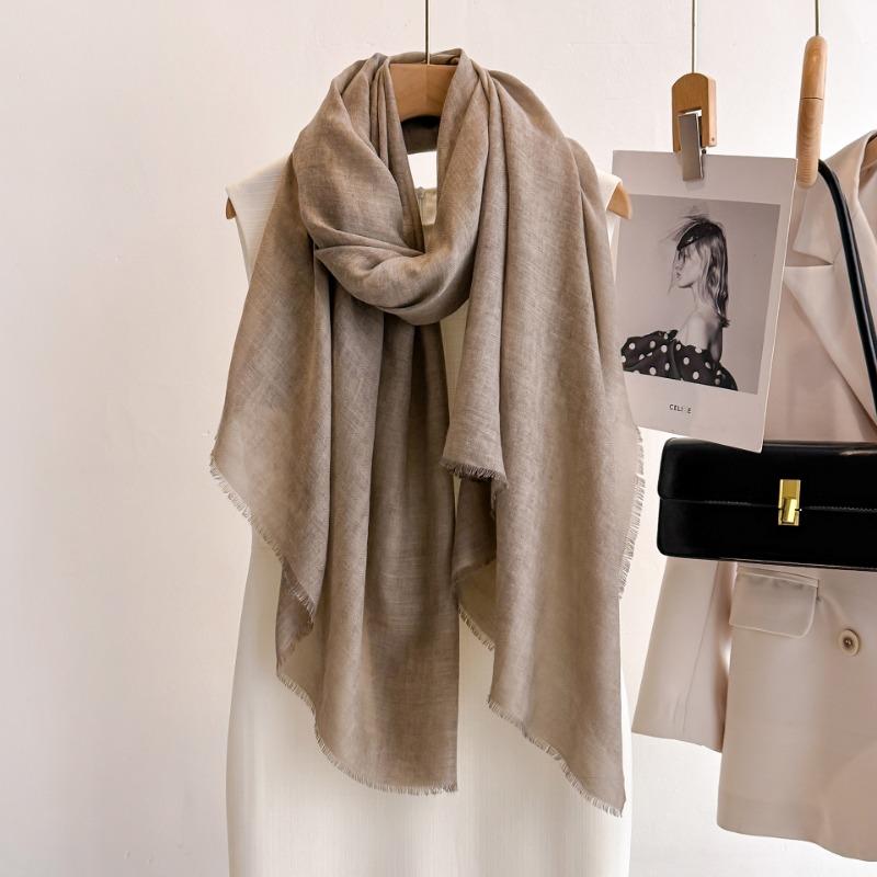 Women S Summer Thin Solid Color Scarf With Tassels For Sun Protection