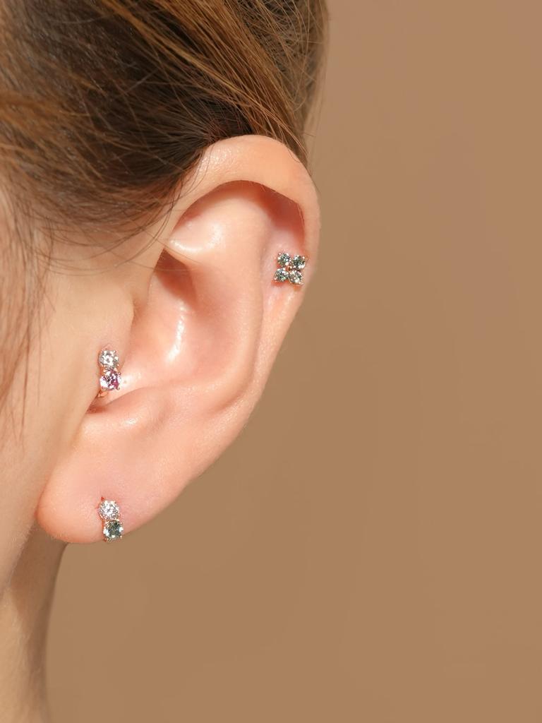 Minimalpiercing 14K Moissanite Diamond Clover Piercing Earrings