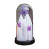 Halloween Indoor Ghost Decoration Light Up Ghost in Glass Cloche with Wood Base Cute Ghost Night Light for Home Kitchen Mantel Shelf Fireplace Decor
