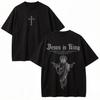 Jesus Is King T-Shirt Christian Cross Print Vintage Cotton Retro Religious Graphic Tee Streetwear Unisex Top Unisex's T-shirts