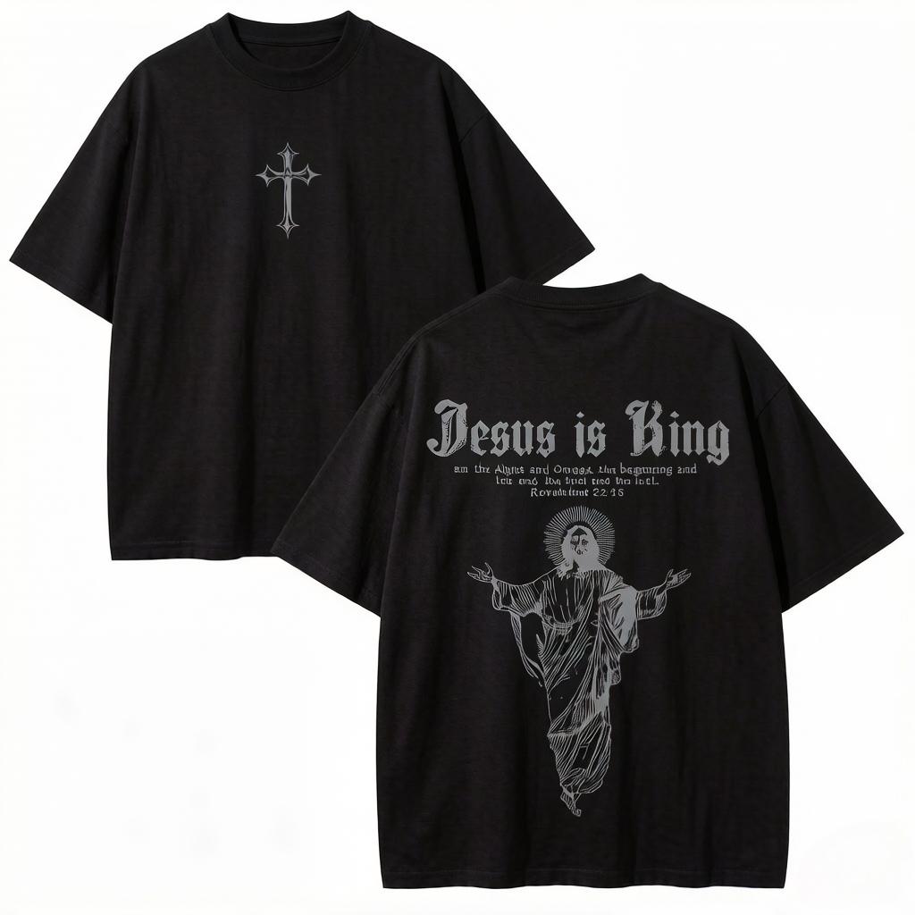 

Jesus Is King T-Shirt Christian Cross Print Vintage Cotton Retro Religious Graphic Tee Streetwear Unisex Top Unisex s T-shirts 2XL